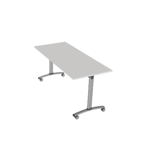 TAVOLO TIGLIO RIBALTABILE IN MDF+ CON RUOTE - MISURE 160 X 70 CM - COLORE BIANCO CON BORDO NERO - COLORE GAMBE GRIGIO CHIARO